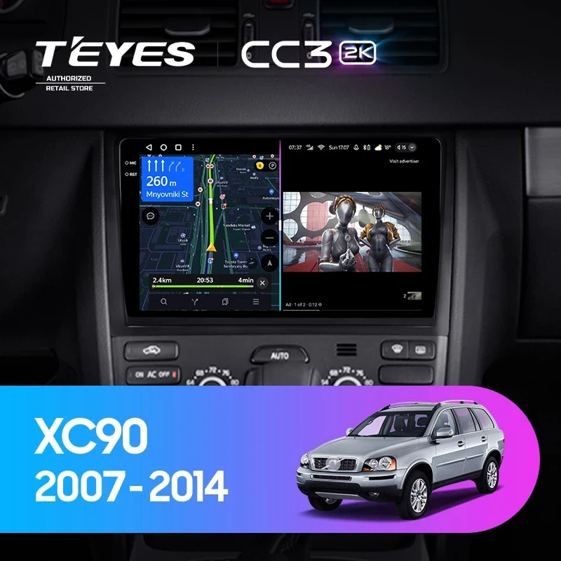 Штатная магнитола Teyes CC3 2K 4/64 Volvo XC90 (2007-2014) F2 (комплект для установки нижней части)