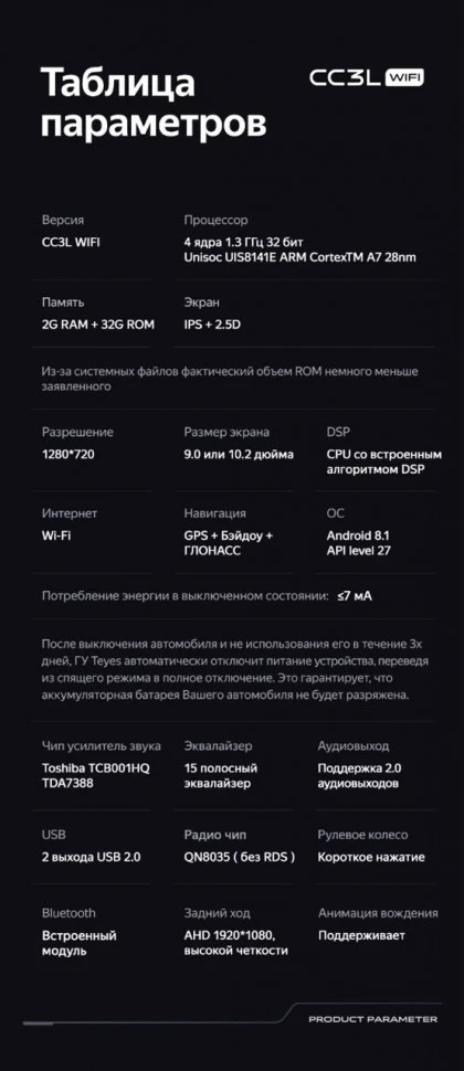 Штатная магнитола Teyes CC3L WiFi 2/32 Jeep Wrangler 4 JL (2018-2019)