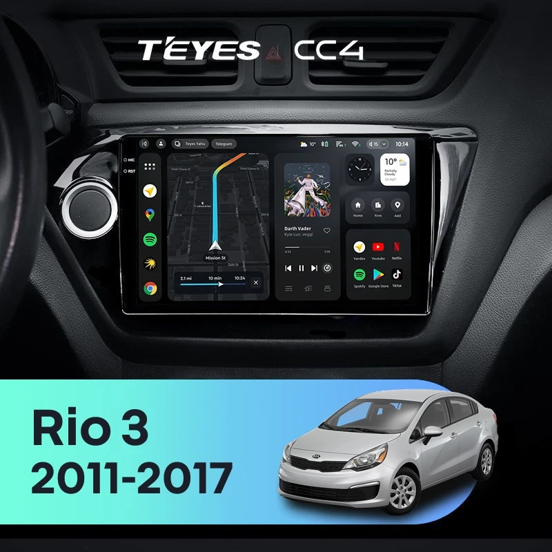 Штатная магнитола Teyes CC4 6/64 Kia Rio 3 (2011-2017)