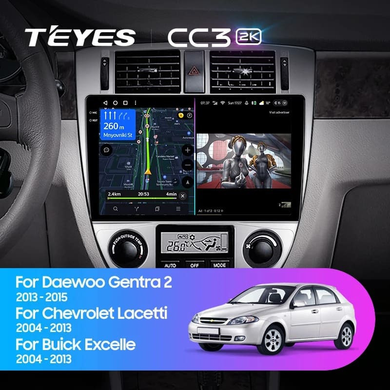 Штатная магнитола Teyes CC3 2K 360 6/128 Chevrolet Lacetti J200 (2004-2013) F2