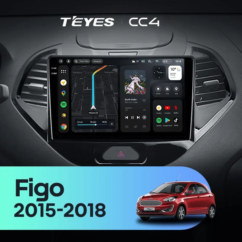 Штатная магнитола Teyes CC4 8/128 Ford Figo (2015-2018)