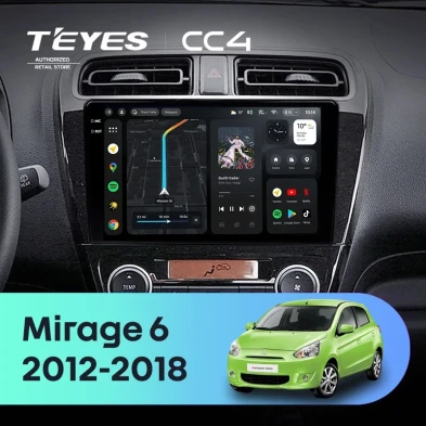 Штатная магнитола Teyes CC4 8/128 Mitsubishi Mirage 6 (2012-2018)