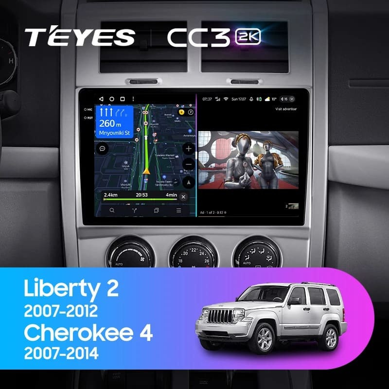 Штатная магнитола Teyes CC3 2K 4/64 Jeep Liberty 2 KK (2007-2012)