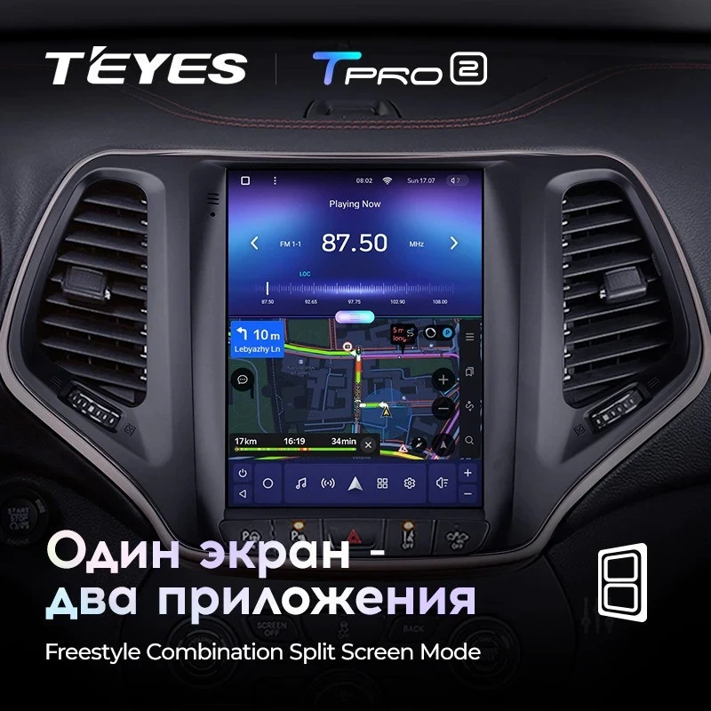 Штатная магнитола Tesla style Teyes TPRO 2 4/64 Jeep Cherokee 5 KL (2013-2018)