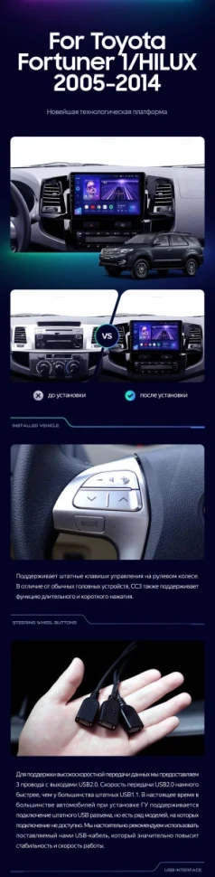 Штатная магнитола Teyes CC3 2K 4/32 Toyota Fortuner (2008-2014) F1
