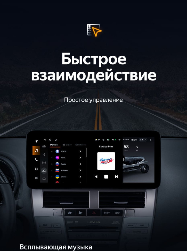 Штатная магнитола Teyes LUX ONE 4/64 Lexus RX300 RX330 RX350 RX400H (2003-2009) Тип-A