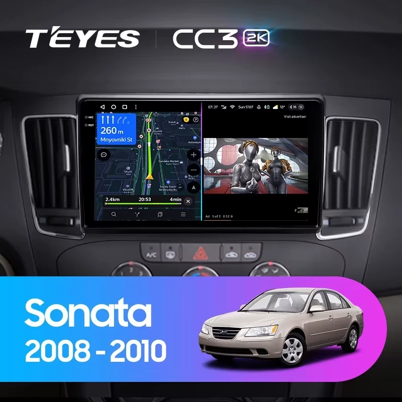 Штатная магнитола Teyes CC3 2K 360 6/128 Hyundai Sonata NF (2008-2010) F2