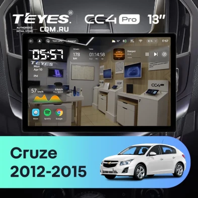 Штатная магнитола Teyes CC4 Pro 8/128 Chevrolet Cruze J300 J308 (2012-2015) F2 (13") (черная)