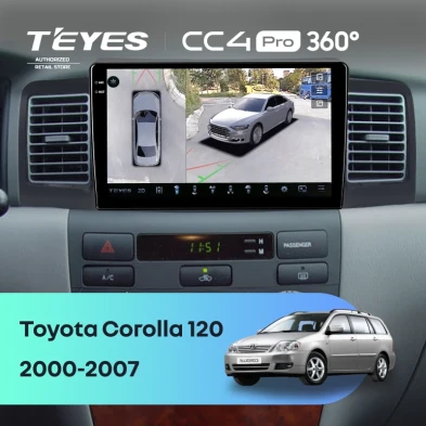 Штатная магнитола Teyes CC4 Pro 360 8/128 Toyota Corolla 120 (2000-2007) (черная) F1