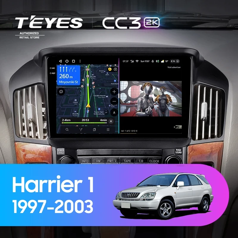 Штатная магнитола Teyes CC3 2K 6/128 Toyota Harrier 1 (XU10) (1997-2003) F1